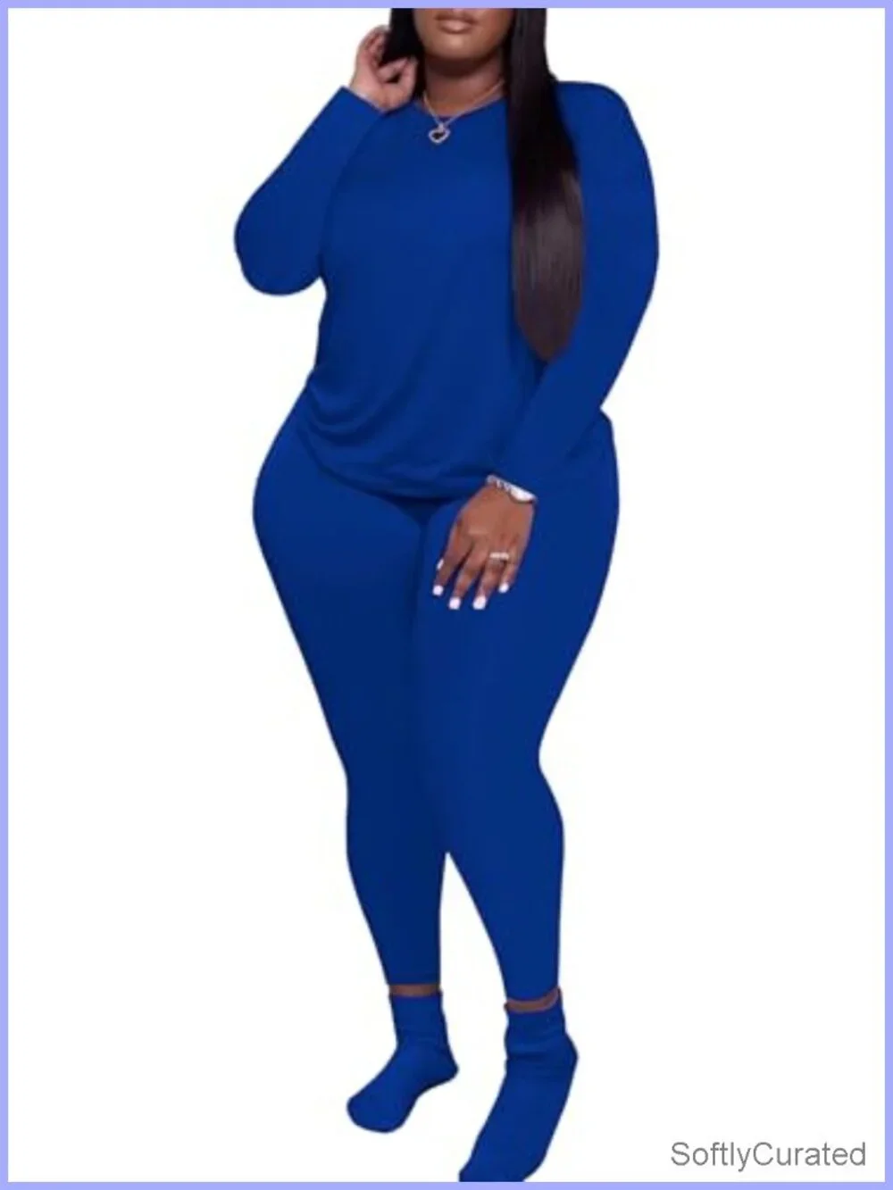 Plus Size 2 Piece Tracksuit Long Sleeve Top & Leggings Set